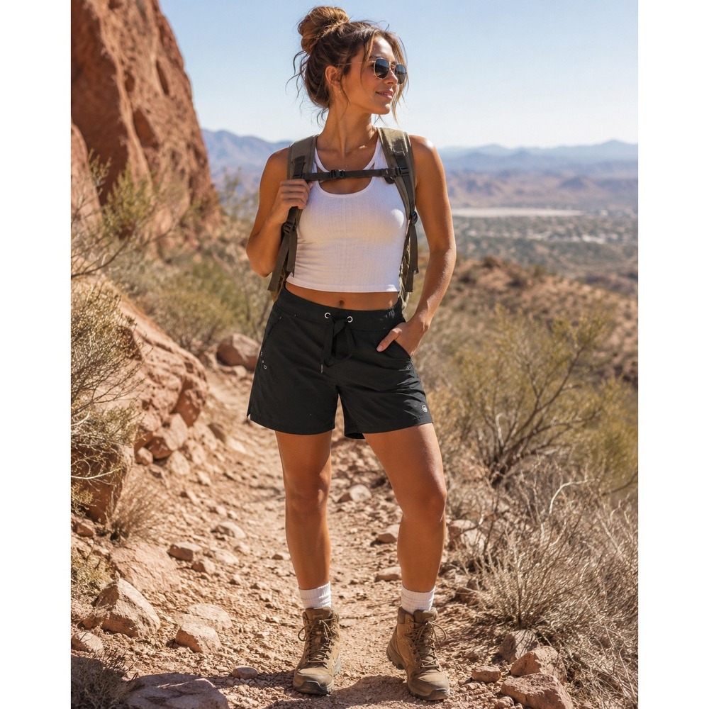 Free Country Black Drawstring Athletic Shorts- Size M (8/10)